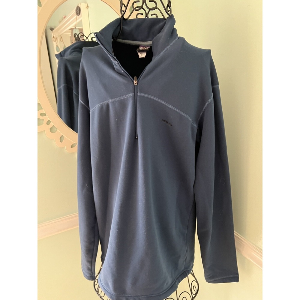 Patagonia Mens Capilene EW Stretch Zip T Base Layer Fleece‎ Lined Blue Medium